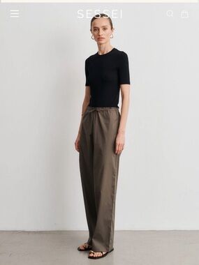 SESSAI Lou cotton poplin wide leg pull on pant